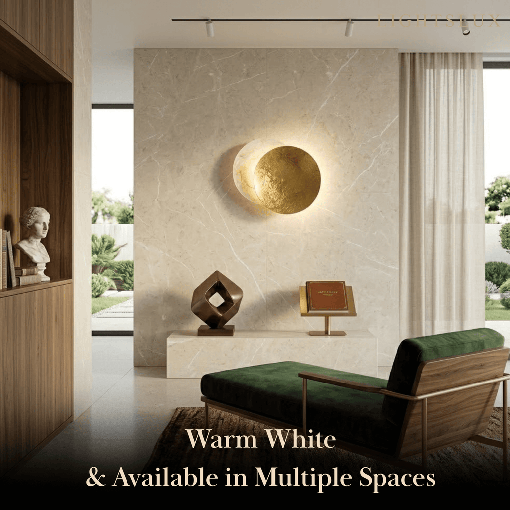 Nordic Moon LED Wall Lamp – Metal Gold/Red Copper for Bedroom - Flindria