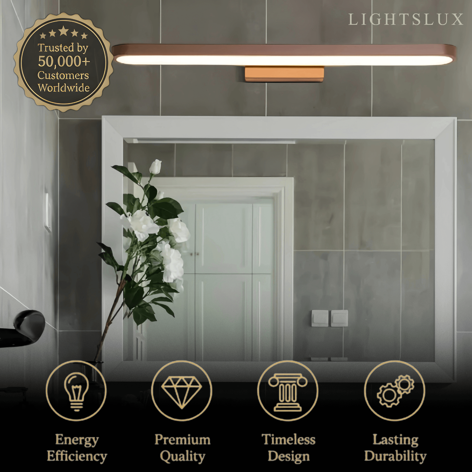 Modern Elliptical Wall Lamp – Black or Coffee Metal for Bathroom/Bedroom - Flindria