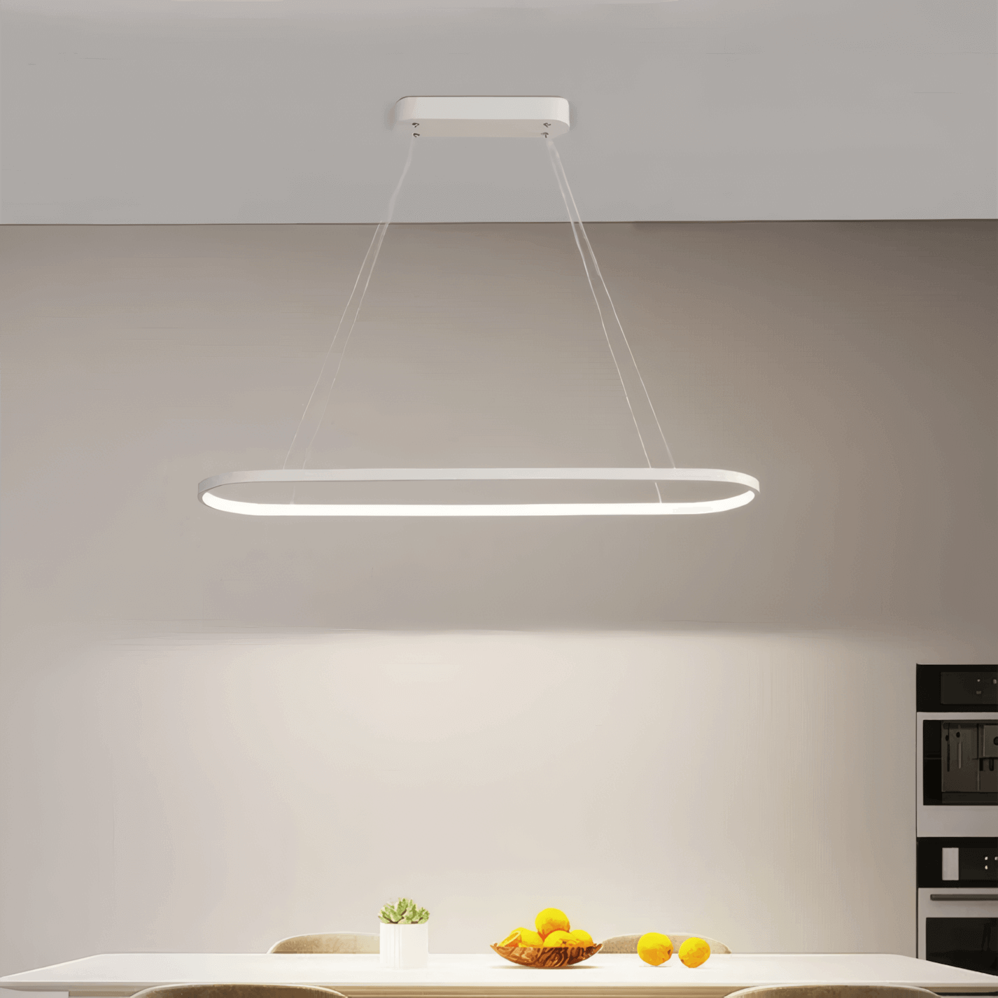 Modern Oval Pendant Light - White/Black/Gold Metal for Dining Room - Flindria