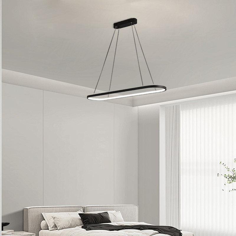 Modern Oval Pendant Light - White/Black/Gold Metal for Dining Room - Flindria