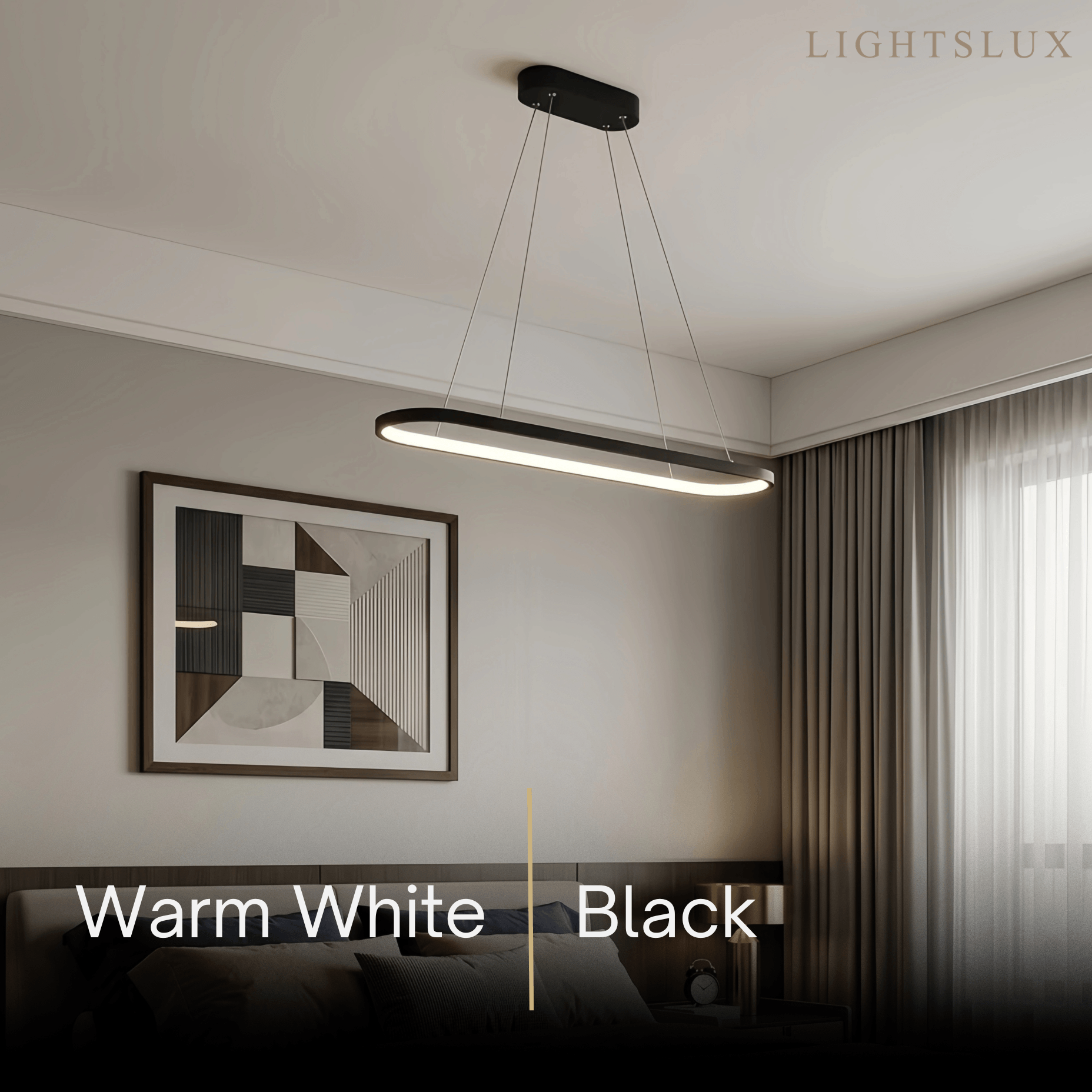 Modern Oval Pendant Light - White/Black/Gold Metal for Dining Room - Flindria