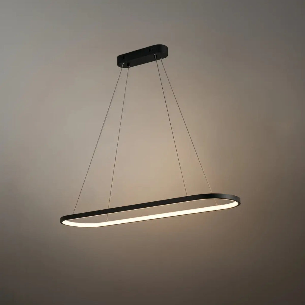 Modern Oval Pendant Light - White/Black/Gold Metal for Dining Room - Flindria
