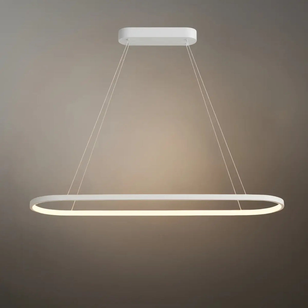 Modern Oval Pendant Light - White/Black/Gold Metal for Dining Room - Flindria