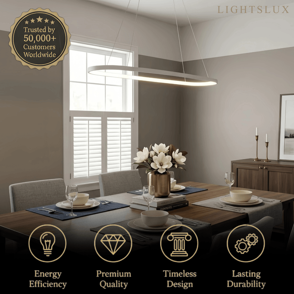 Modern Oval Pendant Light - White/Black/Gold Metal for Dining Room - Flindria