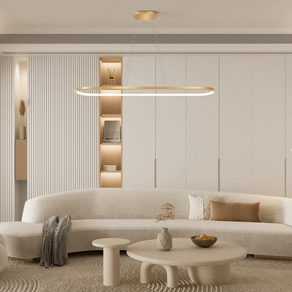 Modern Oval Pendant Light - White/Black/Gold Metal for Dining Room - Flindria