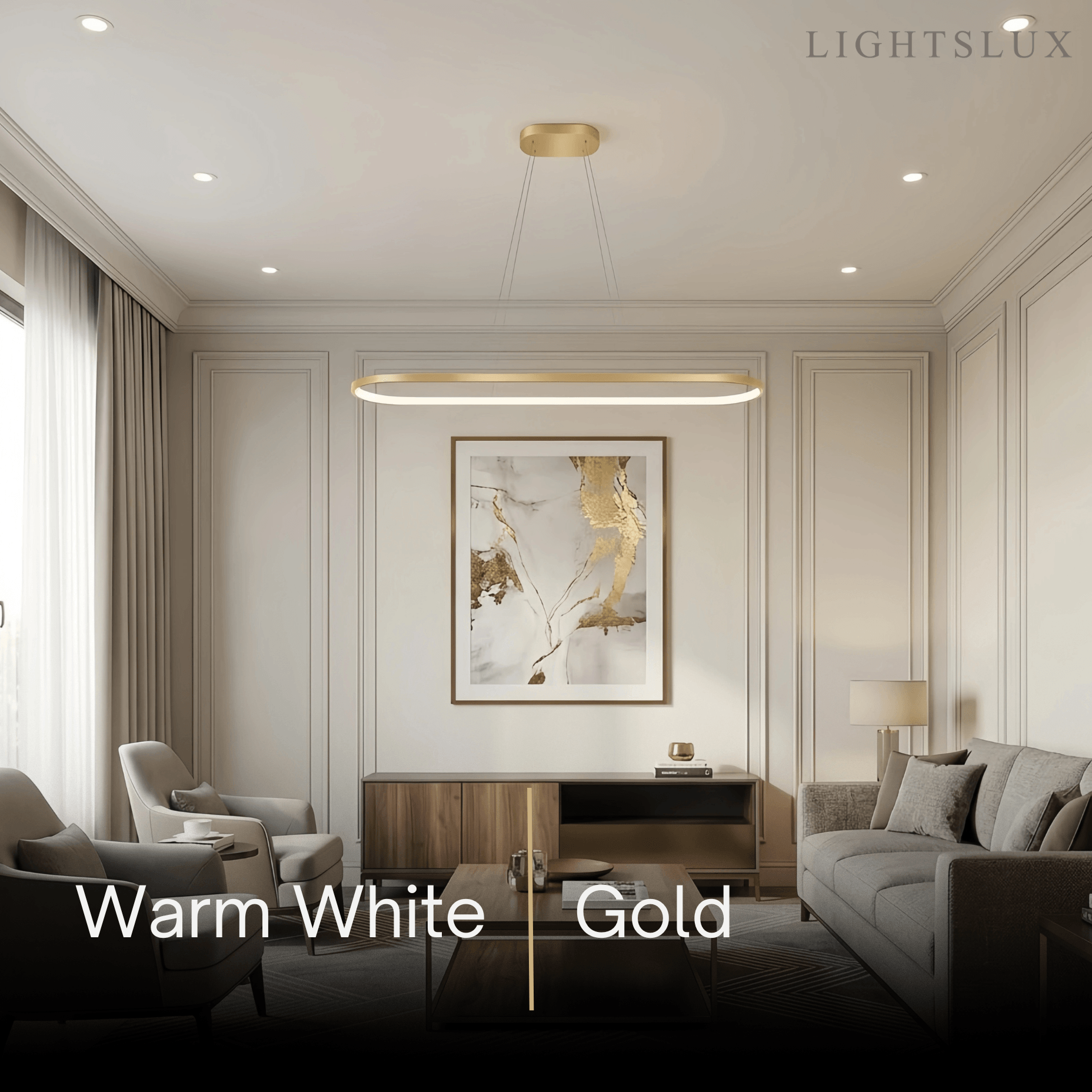 Modern Oval Pendant Light - White/Black/Gold Metal for Dining Room - Flindria