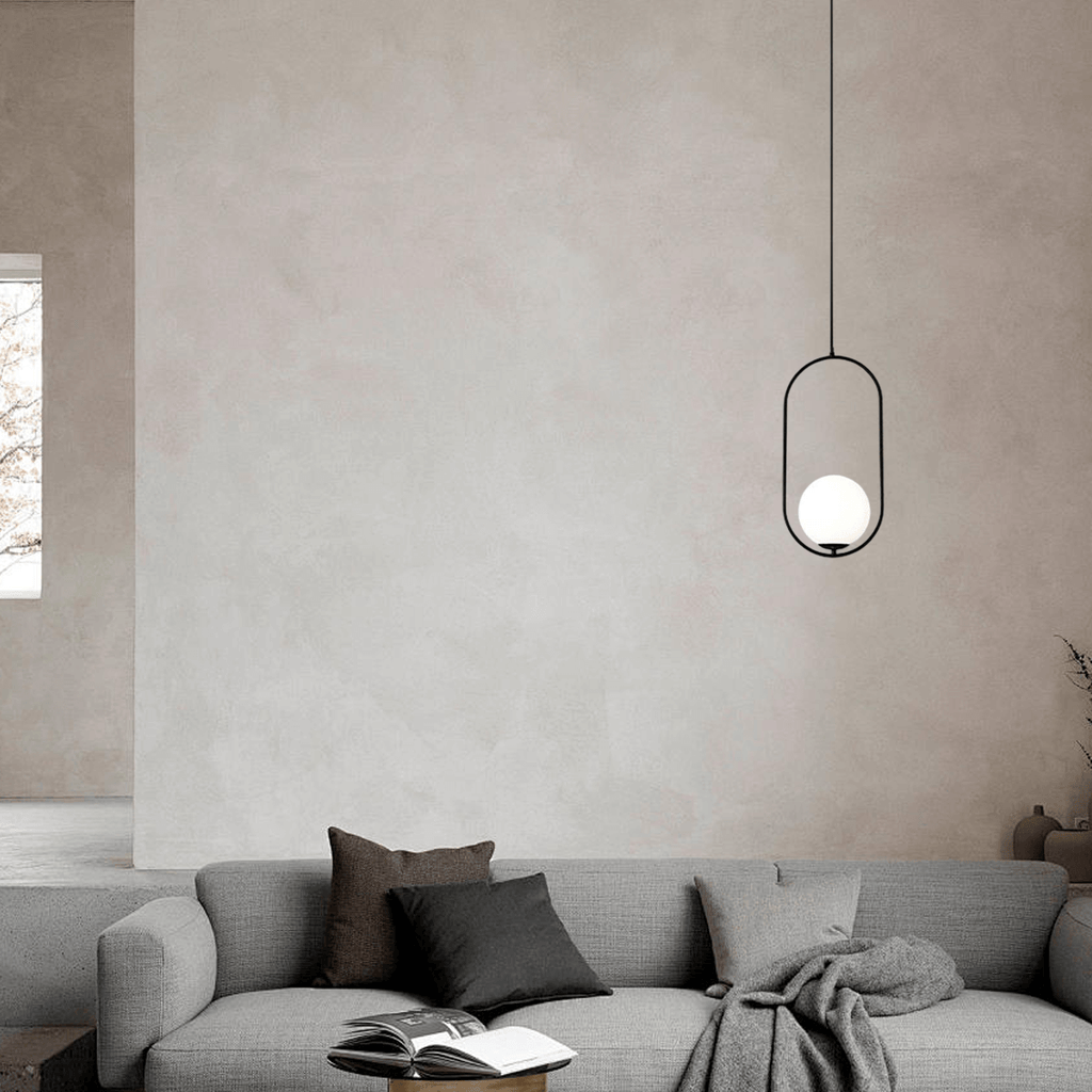 Modern Oval Pendant Light - Black/Gold Metal/Glass for Living Room - Flindria
