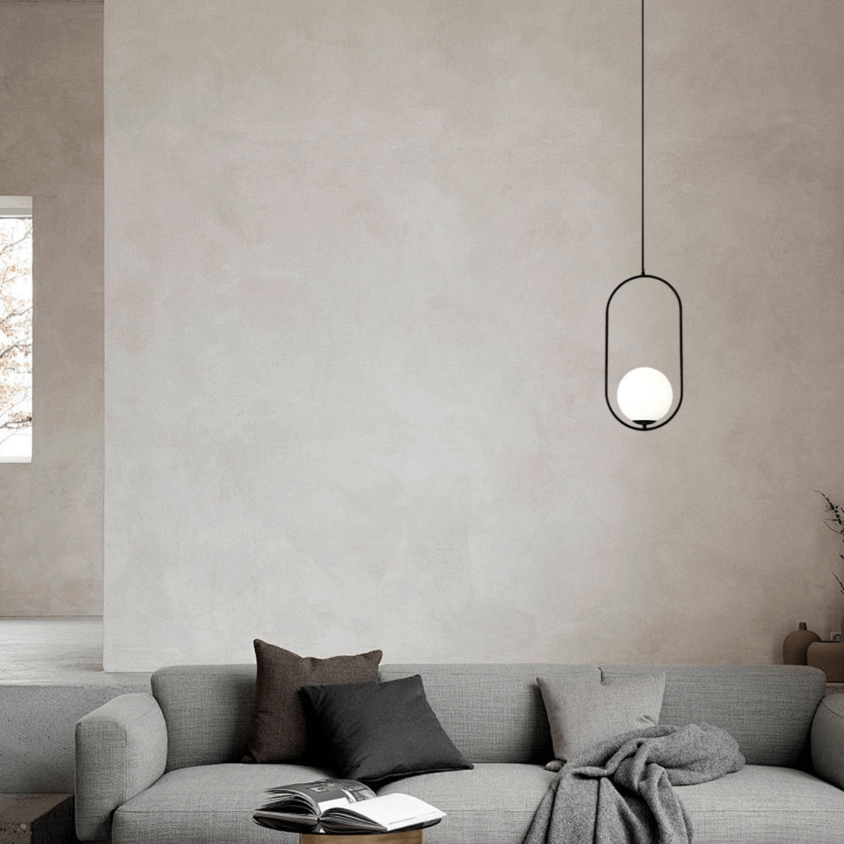 Modern Oval Pendant Light - Black/Gold Metal/Glass for Living Room - Flindria