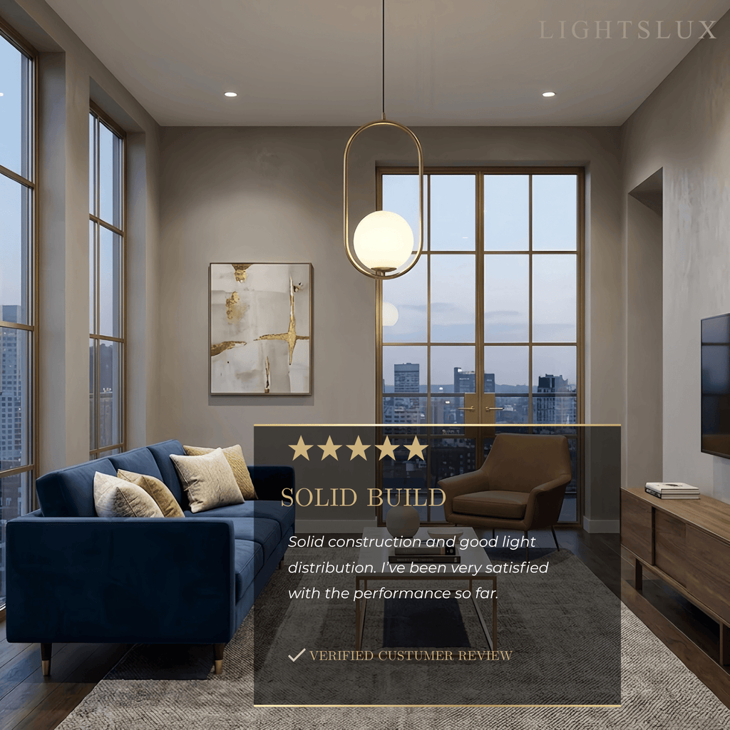 Modern Oval Pendant Light - Black/Gold Metal/Glass for Living Room - Flindria