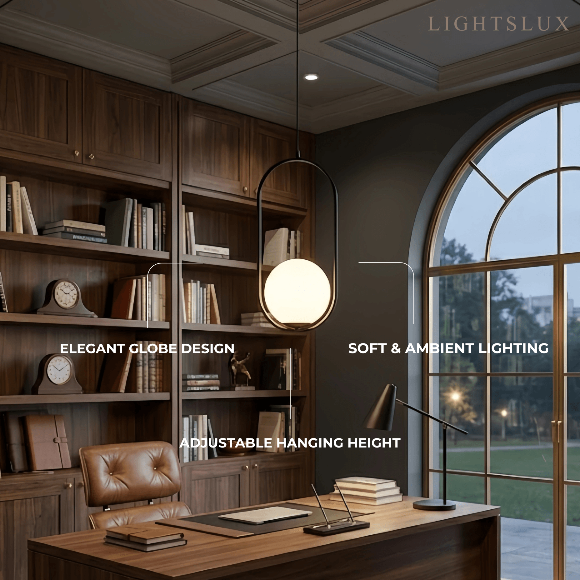 Modern Oval Pendant Light - Black/Gold Metal/Glass for Living Room - Flindria