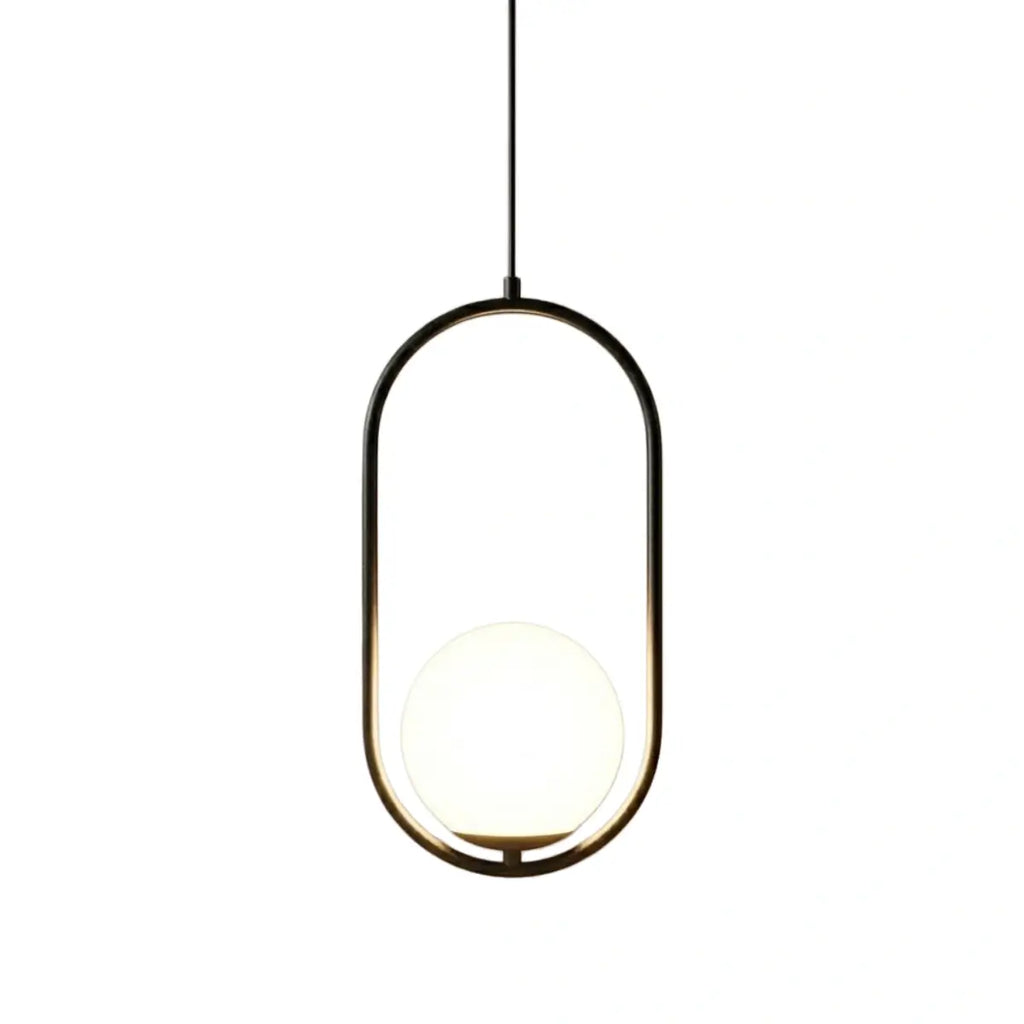 Modern Oval Pendant Light - Black/Gold Metal/Glass for Living Room - Flindria