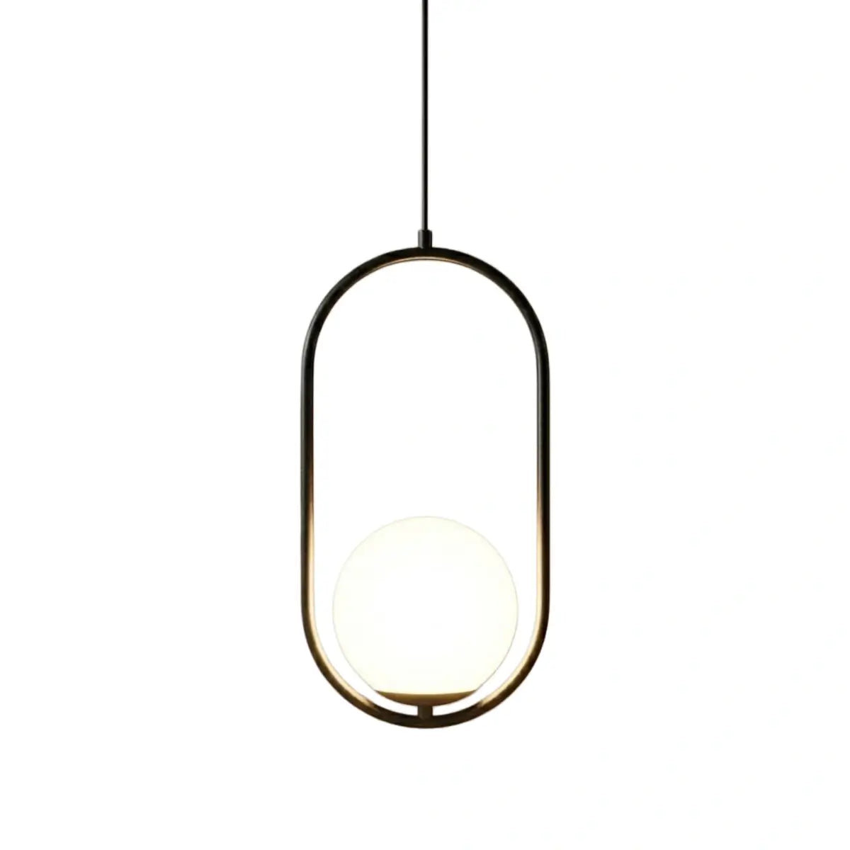 Modern Oval Pendant Light - Black/Gold Metal/Glass for Living Room - Flindria