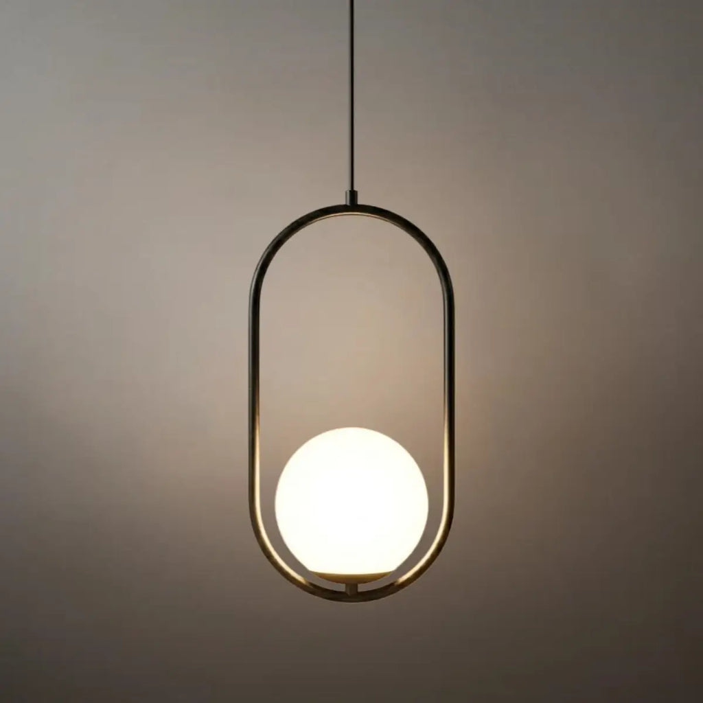 Modern Oval Pendant Light - Black/Gold Metal/Glass for Living Room - Flindria
