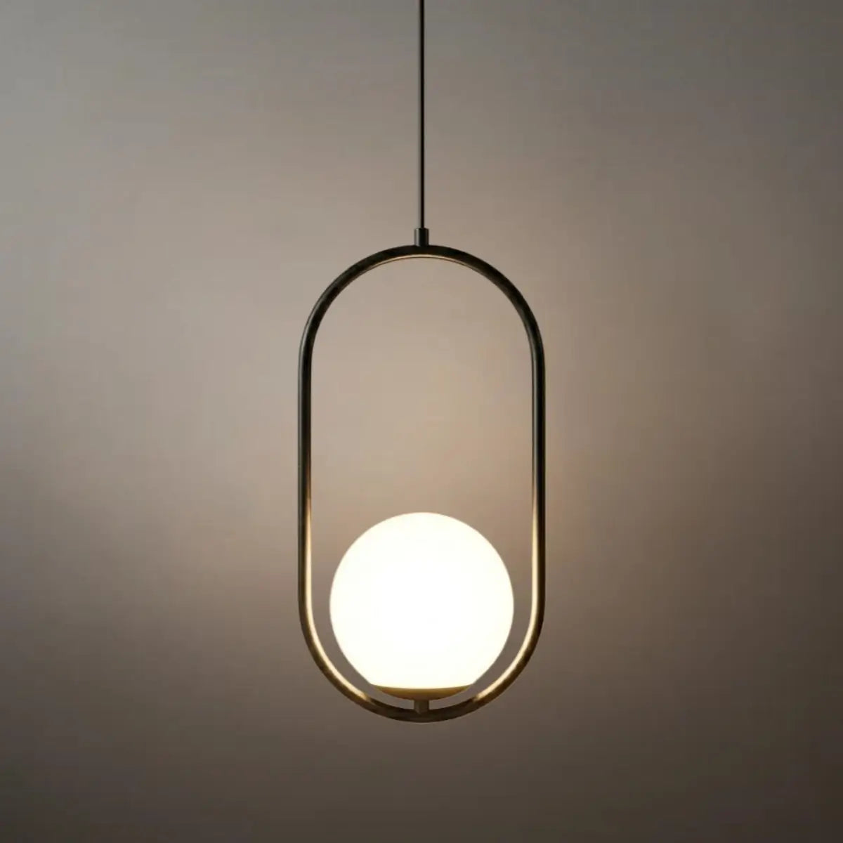 Modern Oval Pendant Light - Black/Gold Metal/Glass for Living Room - Flindria