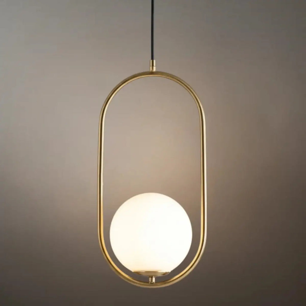 Modern Oval Pendant Light - Black/Gold Metal/Glass for Living Room - Flindria