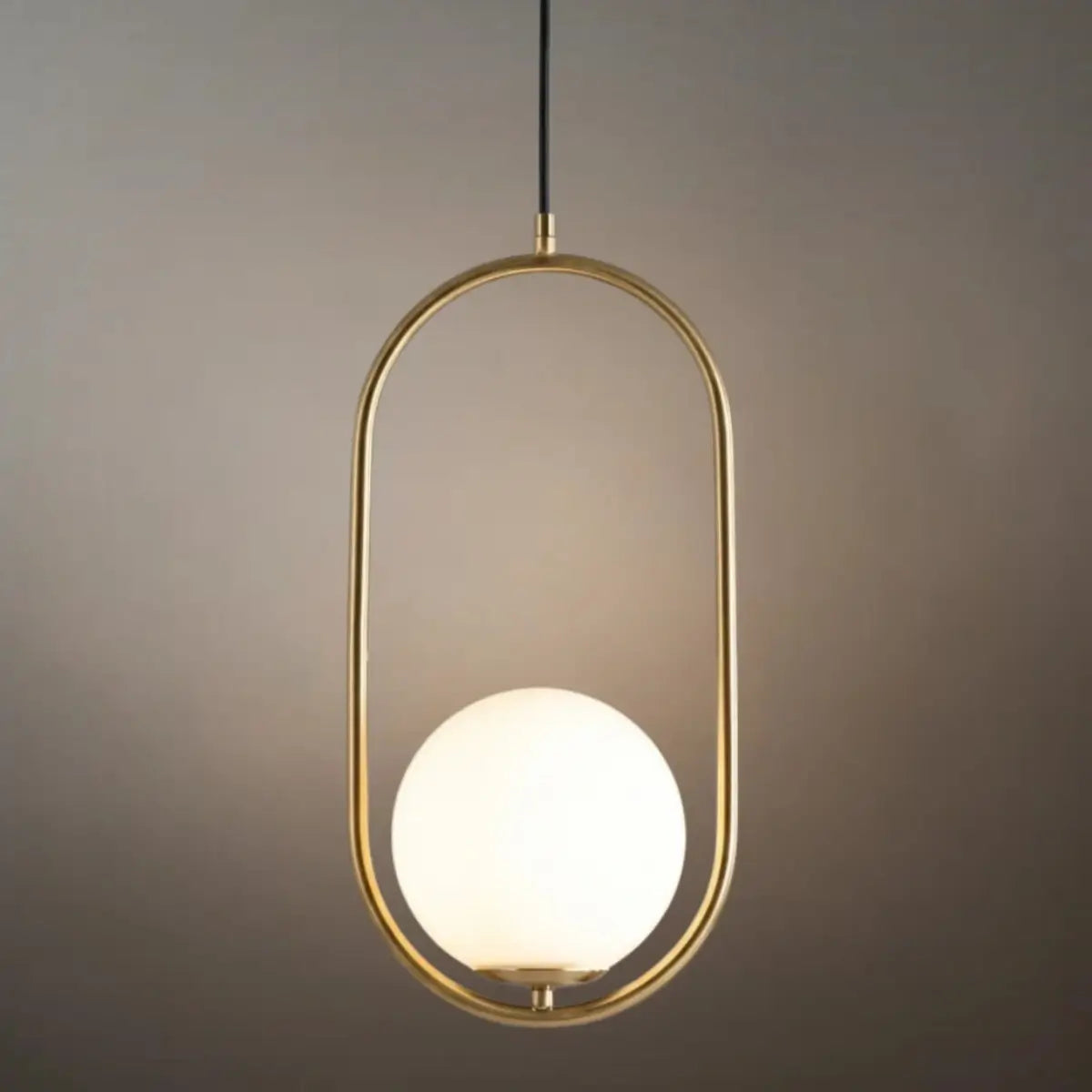 Modern Oval Pendant Light - Black/Gold Metal/Glass for Living Room - Flindria