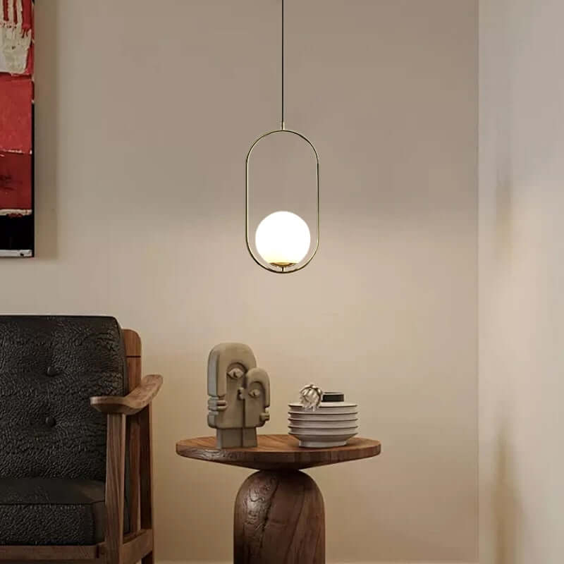 Modern Oval Pendant Light - Black/Gold Metal/Glass for Living Room - Flindria