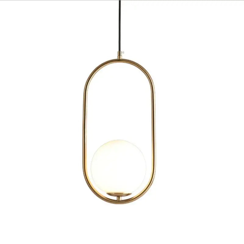 Modern Oval Pendant Light - Black/Gold Metal/Glass for Living Room - Flindria