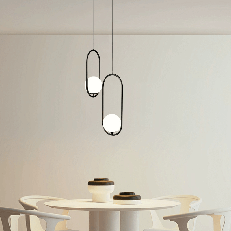 Modern Oval Pendant Light - Black/Gold Metal/Glass for Living Room - Flindria