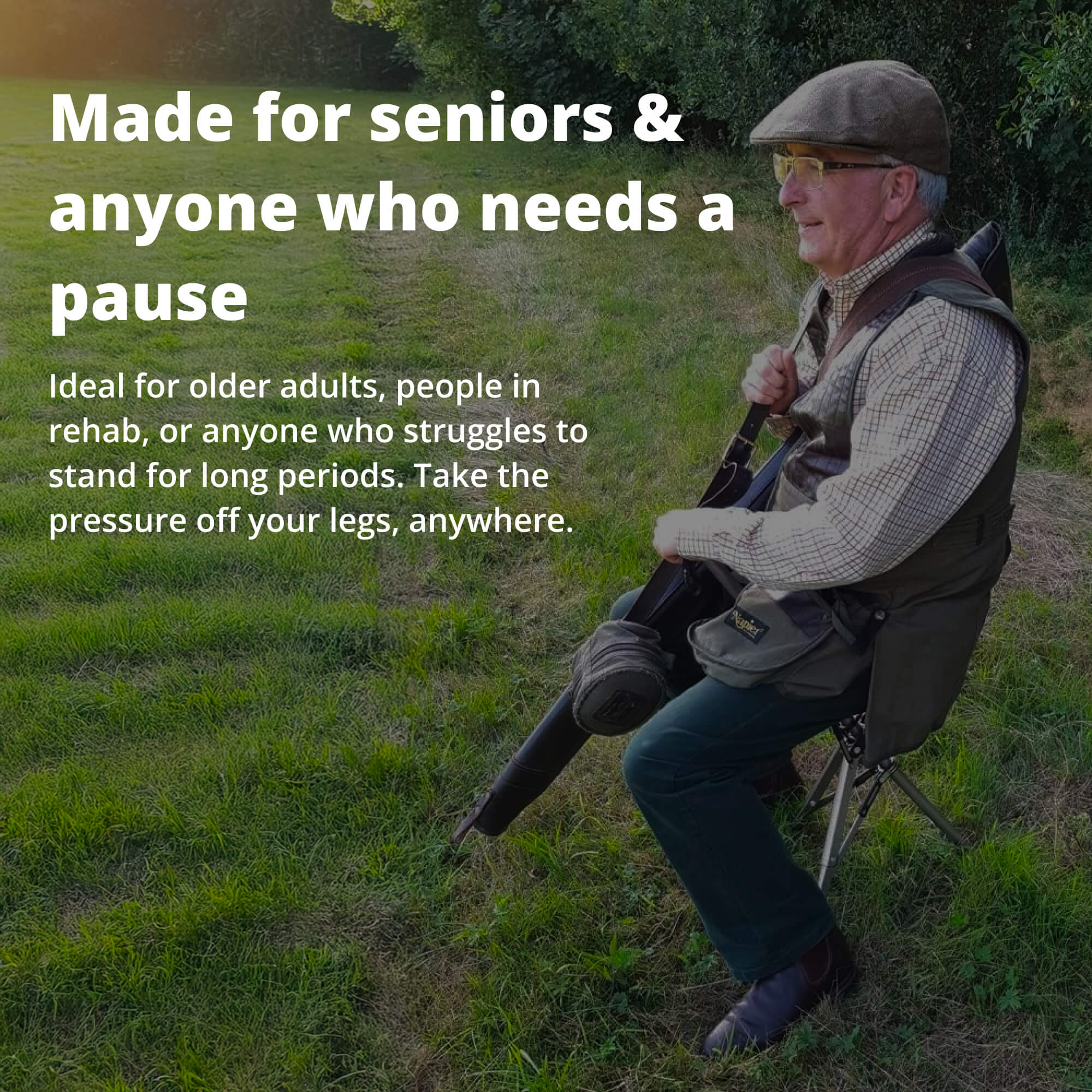 Collapsible Walking Cane Chair — Compact Foldable Seat