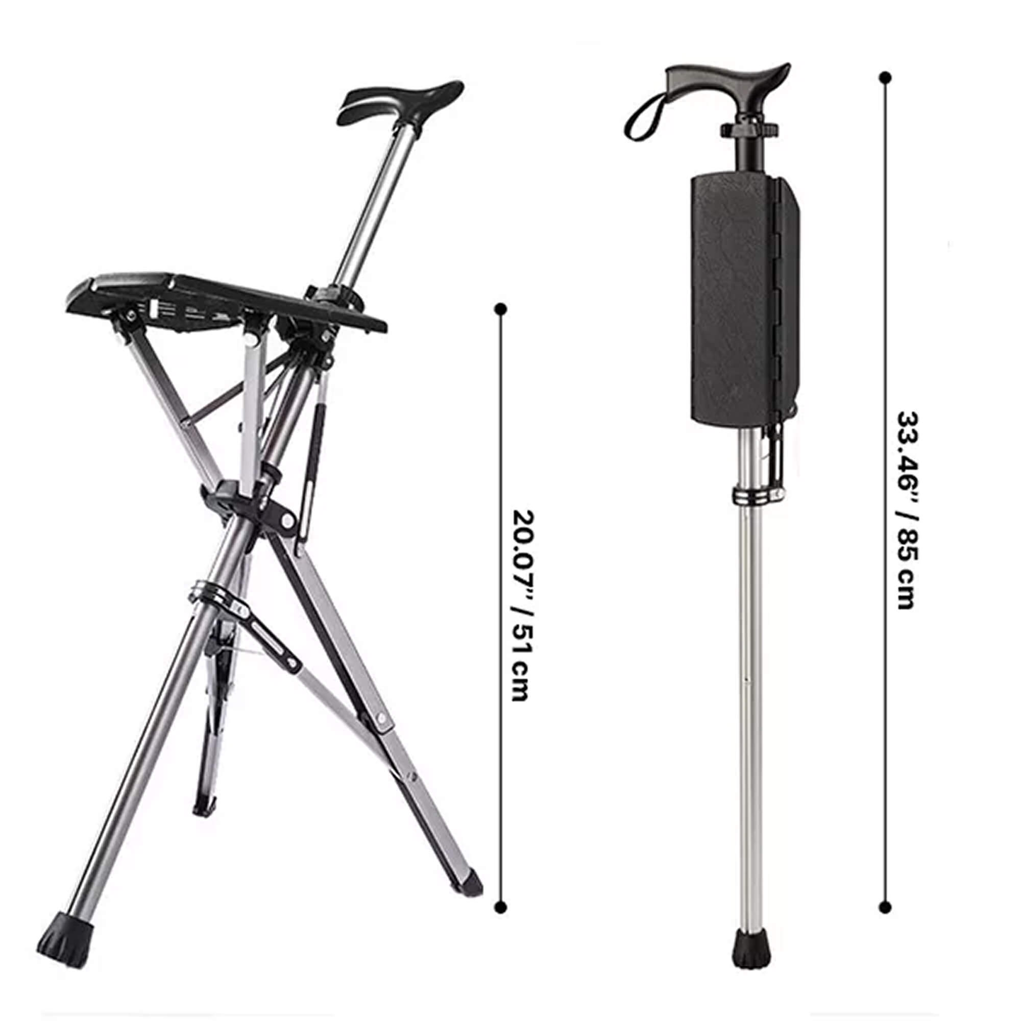 Collapsible Walking Cane Chair — Compact Foldable Seat