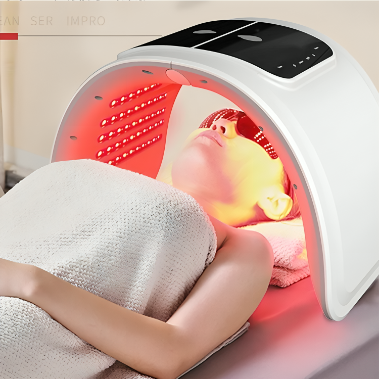 LumiDerm LED-ansigtsbehandlingsenhed med flere farver — indstilling med rødt lys