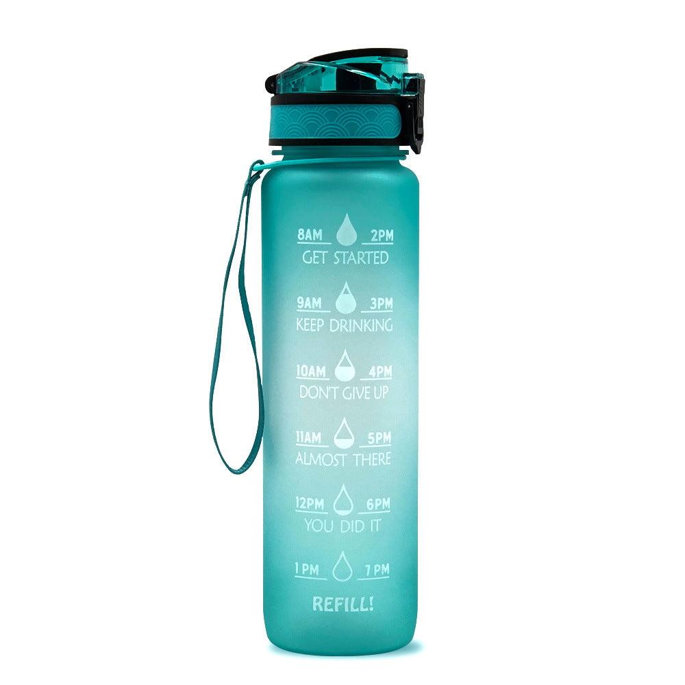 Hydrahero-waterfles van 1L met tijdsaanduidingen en rietje