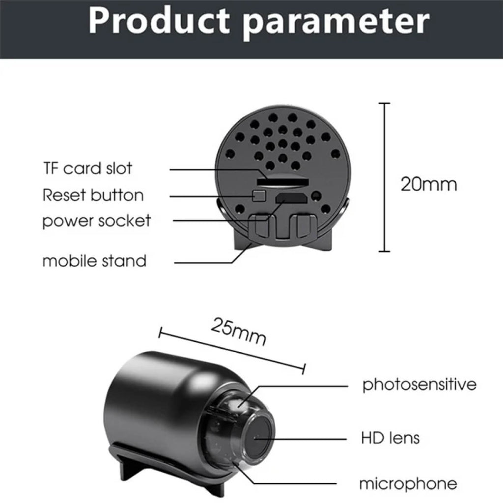 NovaGuard 1080P mini WiFi bezpečnostní kamera — vodotěsné pouzdro, noční vidění v rozsahu 160 stupňů