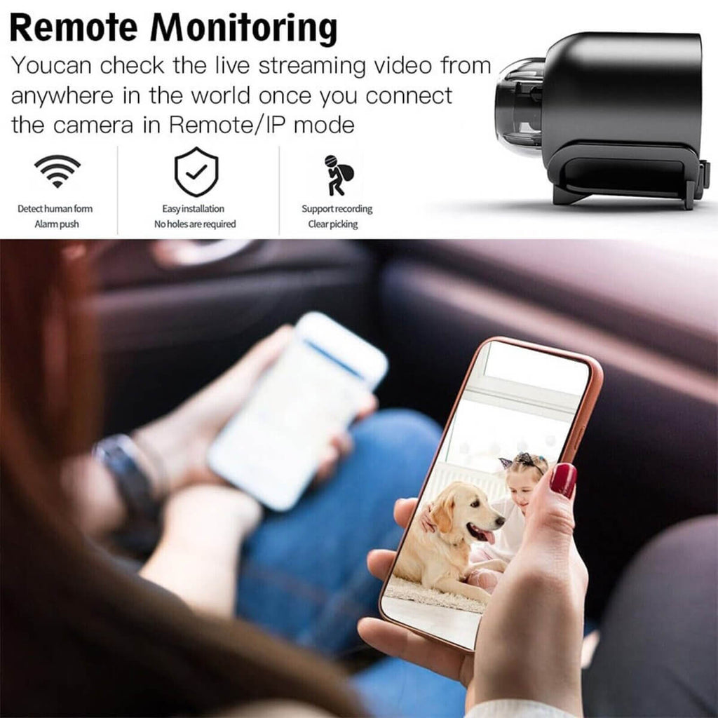 1080P HD mini bezpečnostní kamera — IP WiFi bezdrátová, širokoúhlý záběr 160°, noční vidění, vodotěsná