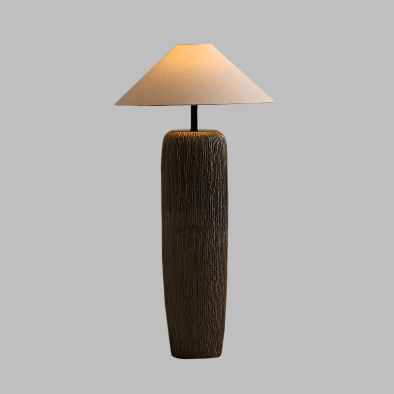 Rookhaven Floor Lamp — Distressed Reclaimed Wood Frame, Warm Glow