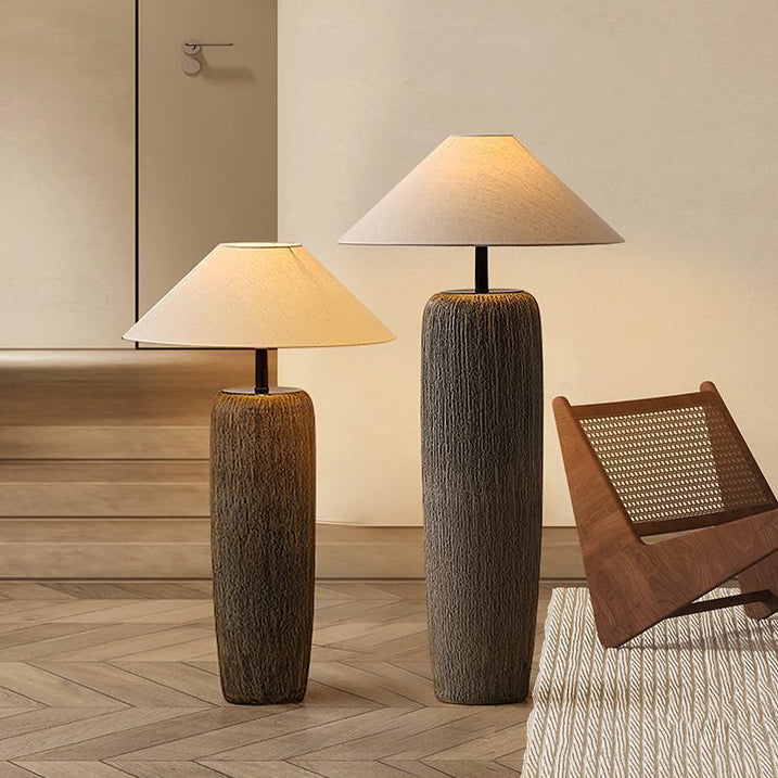Rookhaven Floor Lamp — Distressed Reclaimed Wood Frame, Warm Glow