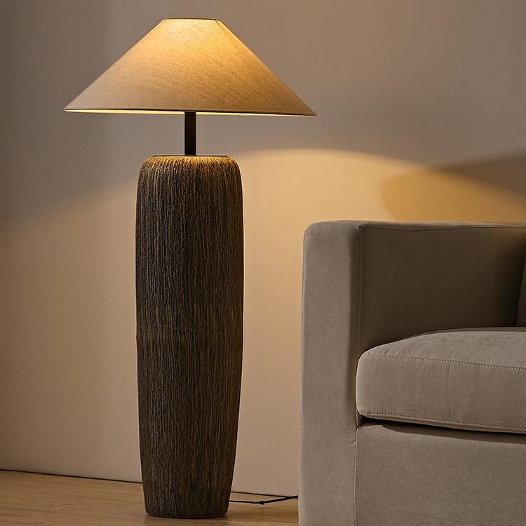 Rookhaven Floor Lamp — Distressed Reclaimed Wood Frame, Warm Glow