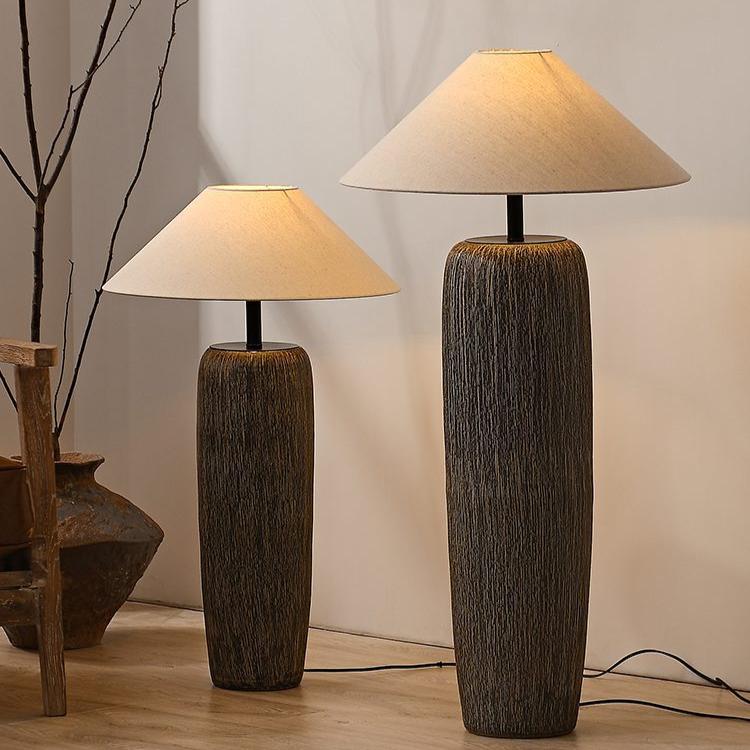 Rookhaven Floor Lamp — Distressed Reclaimed Wood Frame, Warm Glow