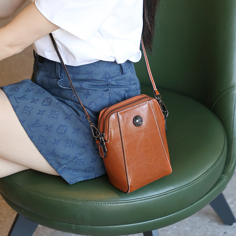 Retro-Umhängetasche aus Leder — stilvolle Schultertasche, 14x6x18cm