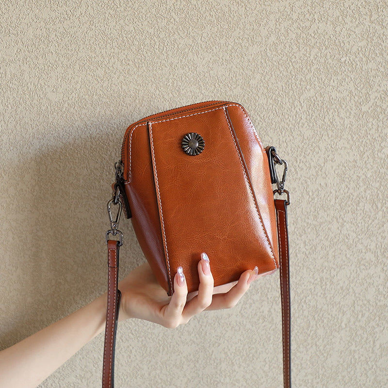 Retro-Umhängetasche aus Leder — stilvolle Schultertasche, 14x6x18cm