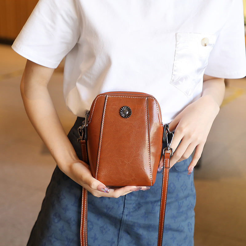 Retro-Umhängetasche aus Leder — stilvolle Schultertasche, 14x6x18cm