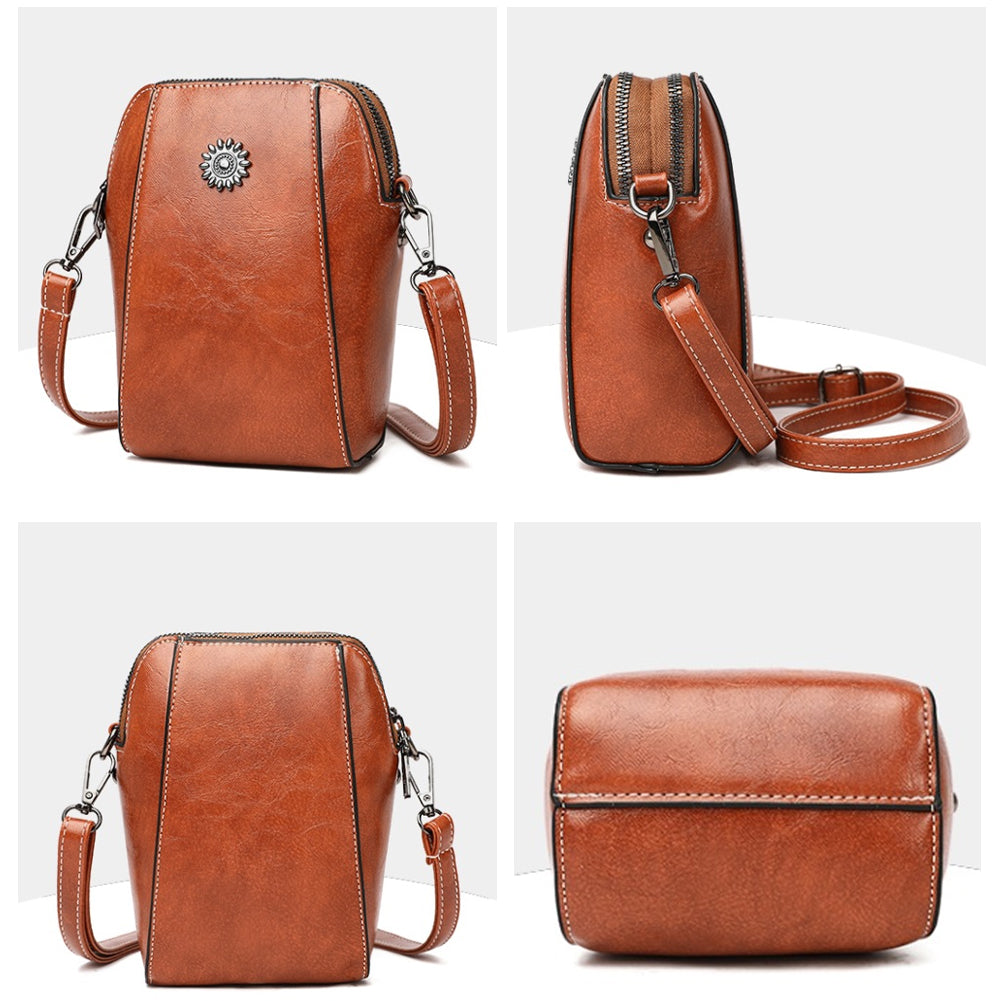 Retro-Umhängetasche aus Leder — stilvolle Schultertasche, 14x6x18cm