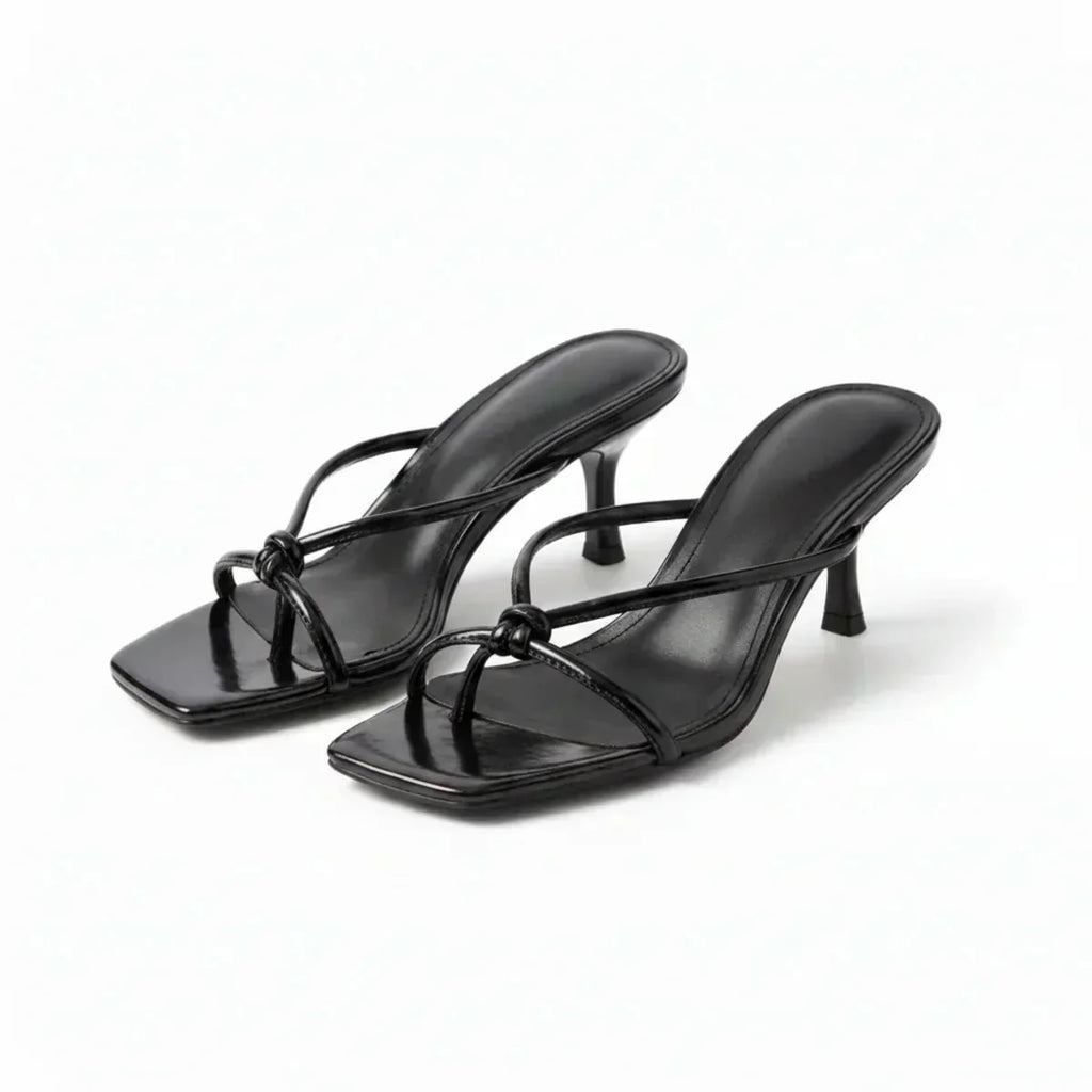 Orthopedische sandalen met hak voor dames - gekruiste band, stabiele hak, open vierkante neus