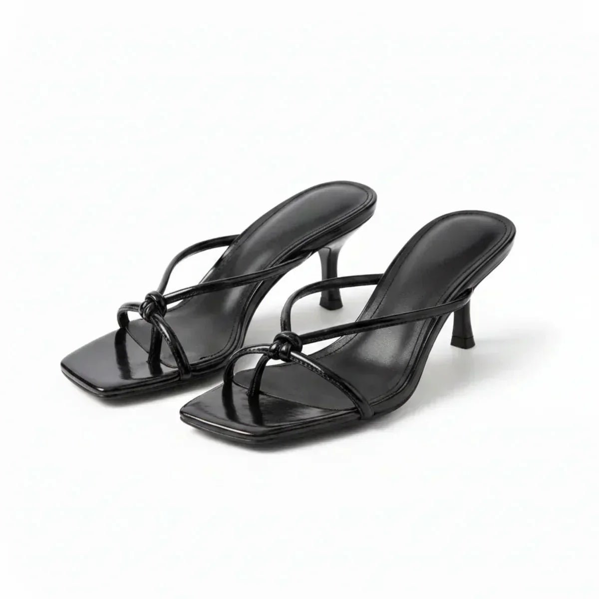 Orthopedische sandalen met hak voor dames - gekruiste band, stabiele hak, open vierkante neus