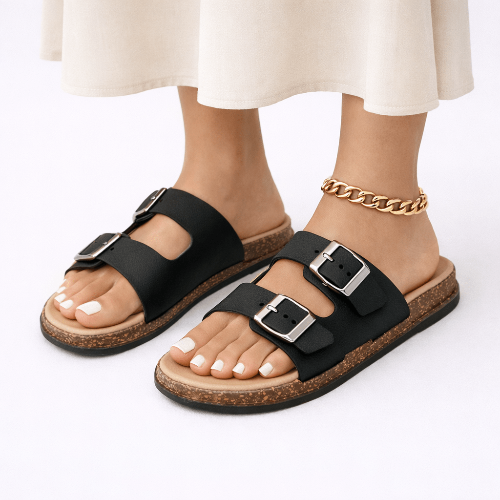 Women's Open-Back Sandals Featuring Independent Buckle Adjustments