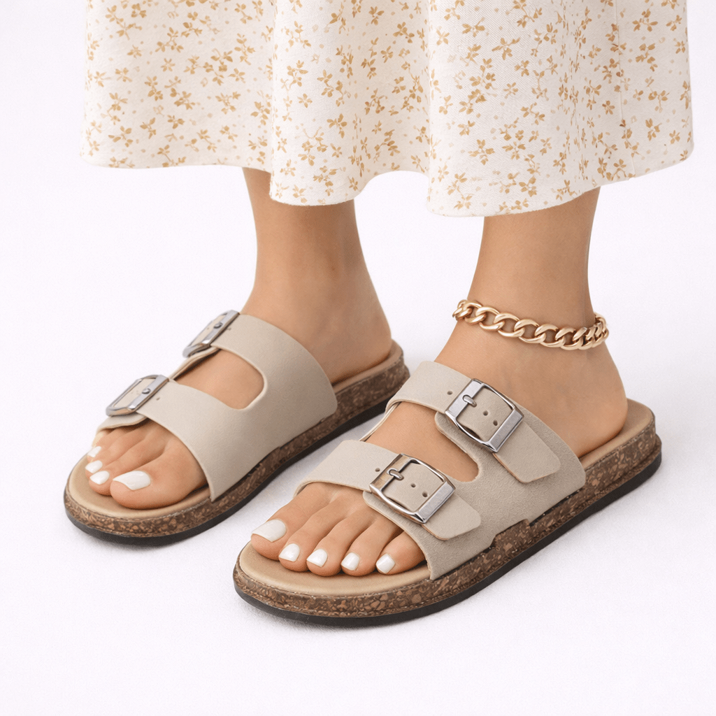 Women's Open-Back Sandals Featuring Independent Buckle Adjustments