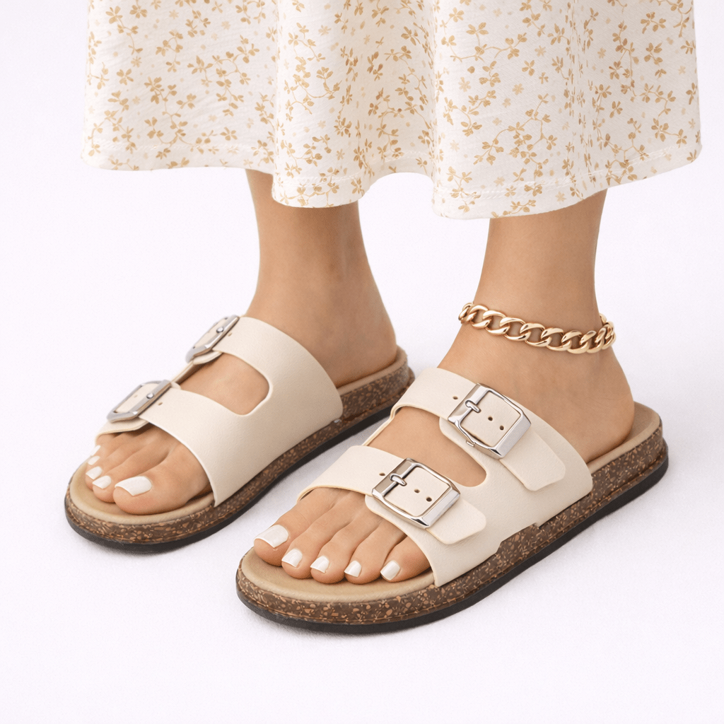 Women's Open-Back Sandals Featuring Independent Buckle Adjustments