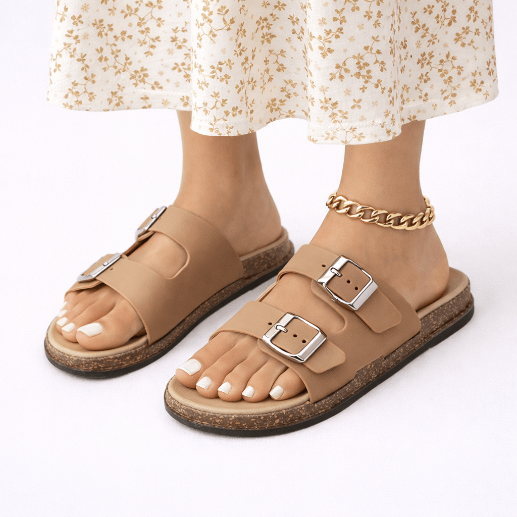 Women's Open-Back Sandals Featuring Independent Buckle Adjustments