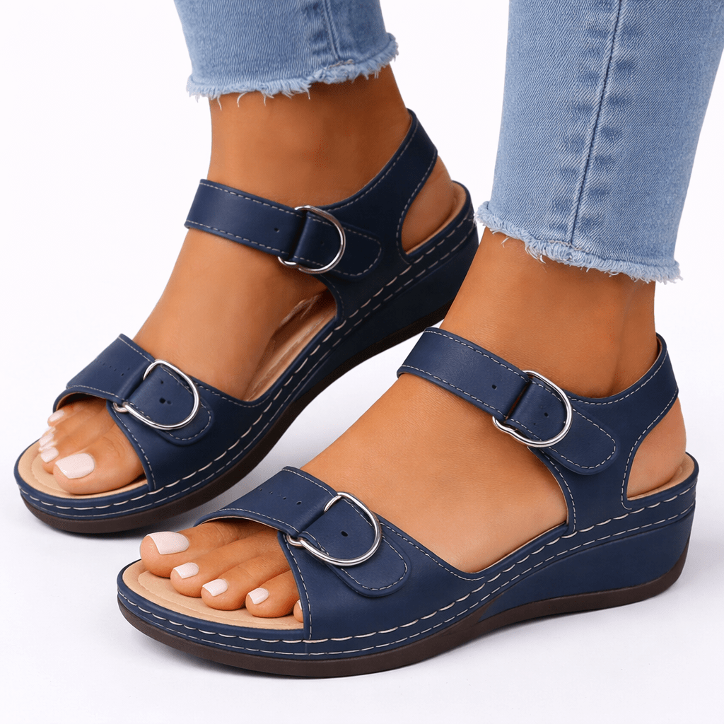 Sandales de marche pour femme — Talon compensé orthopédique, brides réglables, semelle intérieure ergonomique