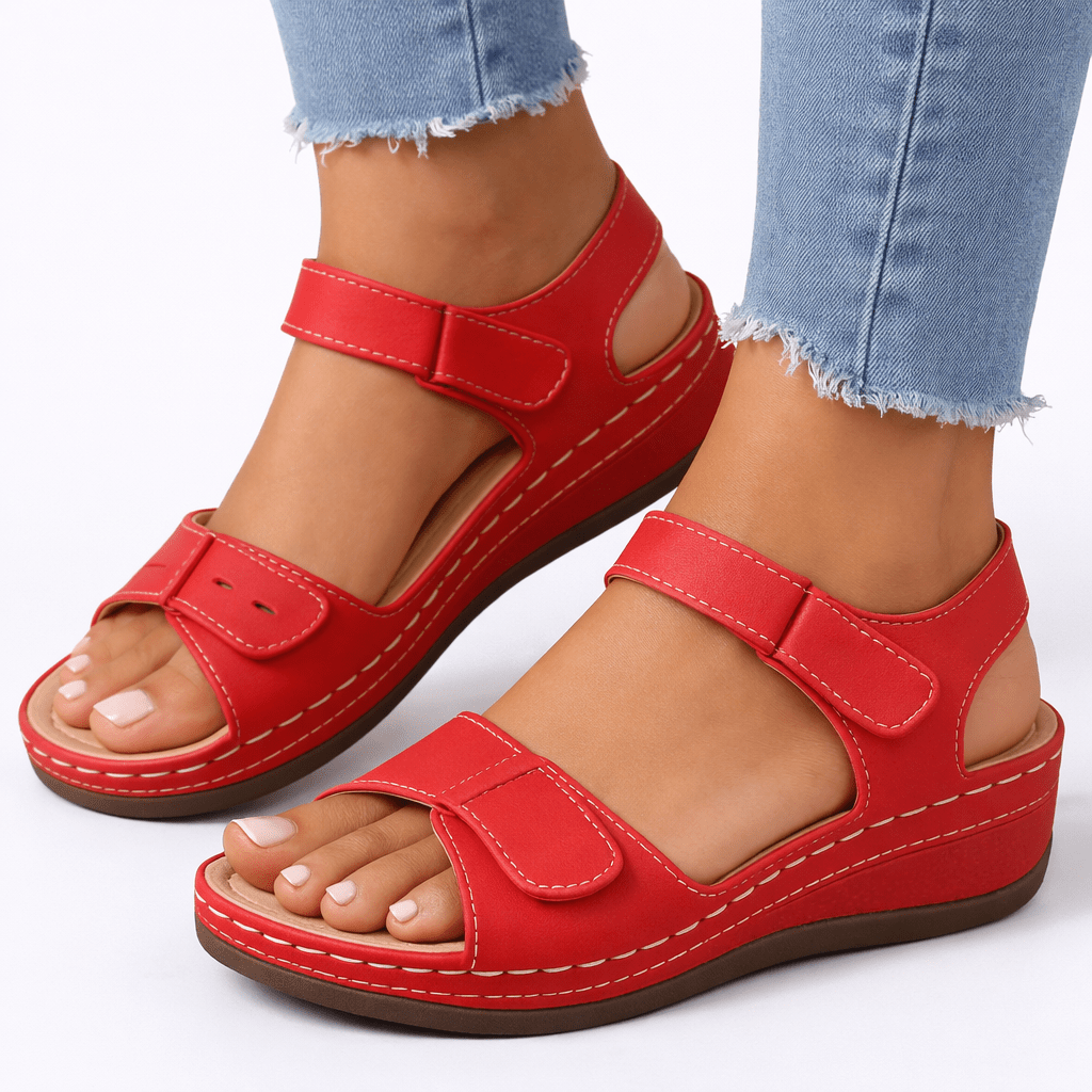 Sandales de marche pour femme — Talon compensé orthopédique, brides réglables, semelle intérieure ergonomique