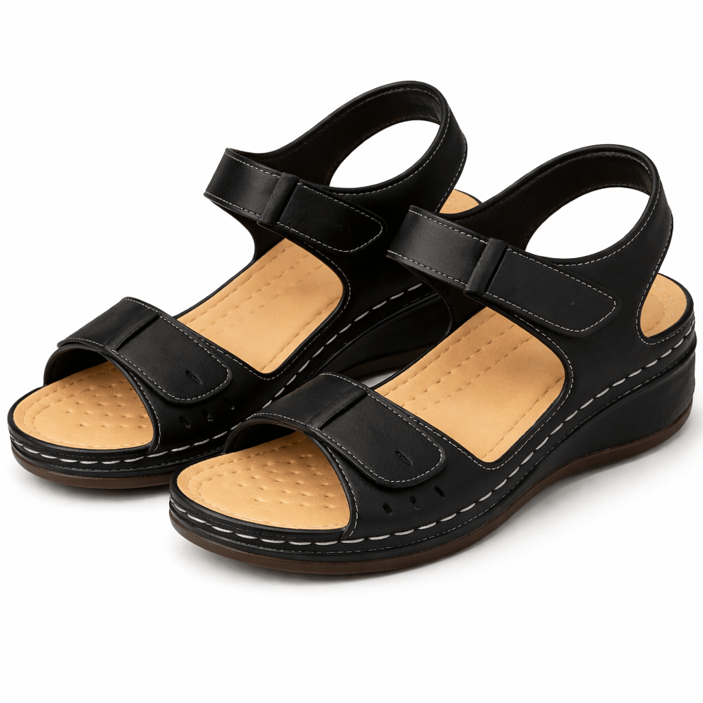 Sandales de marche pour femme — Talon compensé orthopédique, brides réglables, semelle intérieure ergonomique