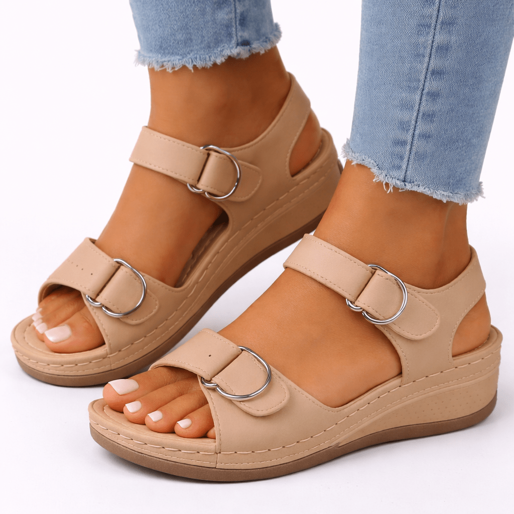 Sandales de marche pour femme — Talon compensé orthopédique, brides réglables, semelle intérieure ergonomique