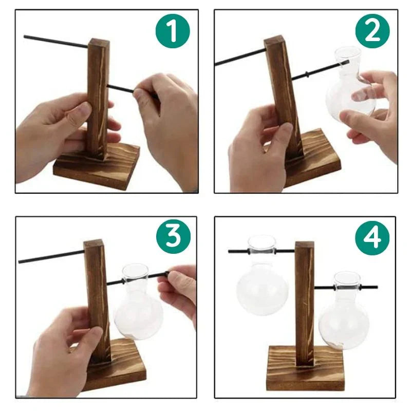 Wooden Frame Hydroponic Plant Vase | Filindra