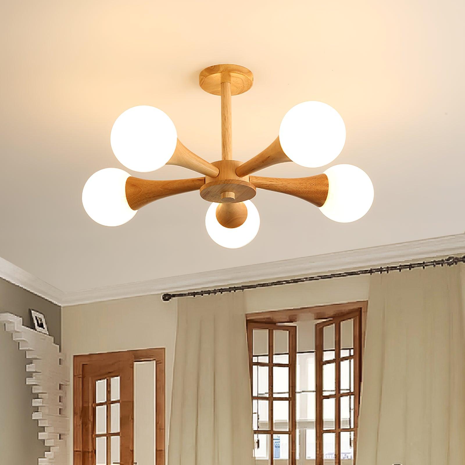 Liora Warm Glow Wood And Glass Ceiling Pendant For Small Spaces