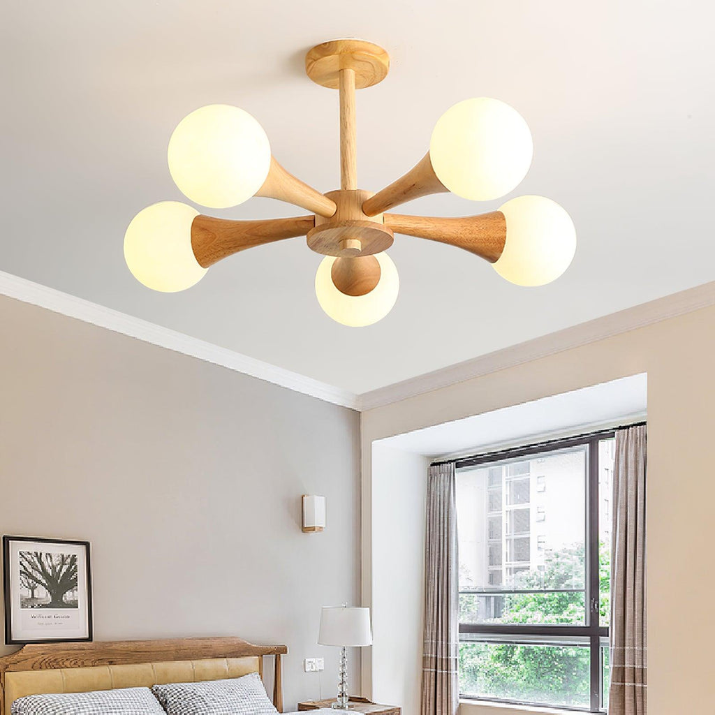 Liora Warm Glow Wood And Glass Ceiling Pendant For Small Spaces